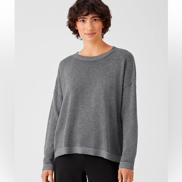 Eileen Fisher Sweaters - Eileen Fisher Peruvian Organic Botton Box Top Sweater
